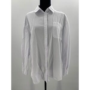 Design In Italy Luxury White Cotton Button Down Top Oversized Relaxed Fit Size L